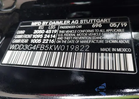 2019 Mercedes-Benz A 220 4Matic из США, поврежденный, VIN WDD3G4FB5KW019822